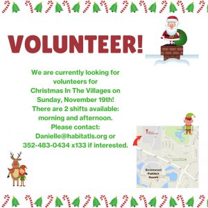 Volunteers needed for Christmas in the Villages