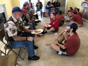OSU volunteers at the Veterans Village having lunch with other volunteers