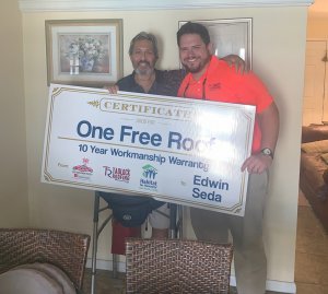 Veteran Edwin Seda poses with Thomas Catalano, Tadlock Branch Manager – Orlando at his home in Eustis