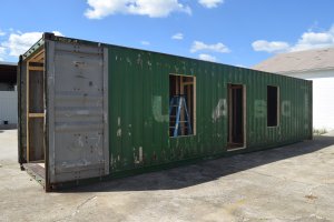 Shipping container being converted for the Bahamas