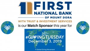 First National Bank of Mount Dora #GivingTuesday Match Sponsor