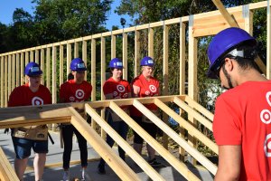 Eustis Site Women Build 2019 - Target Team Build wall raising