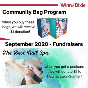 September 202 Community Fundraisers: Community Bag Program with Winn-Dixie and Pedicures for the People at the The Best Nail Spa Mount Dora