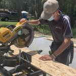 student using table saw