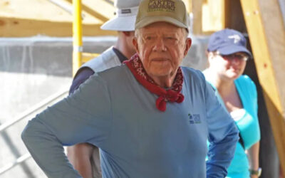 Framed memorial wall honors late President Jimmy Carter